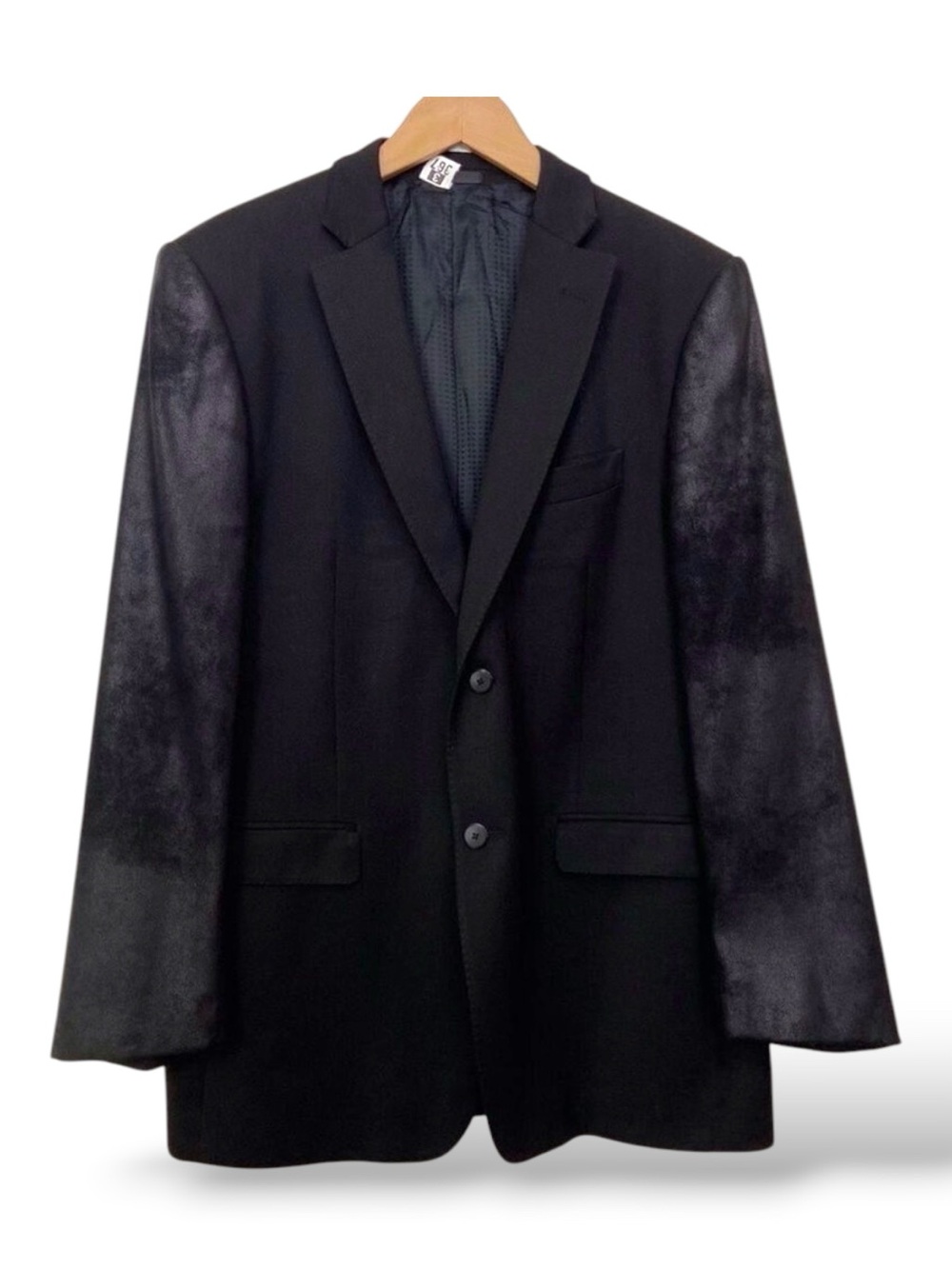 Pal Zileri LAB Men’s Black Statement Blazer Shiny Contrast Sleeves Wool Blend 54